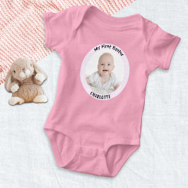 Mijn eerste Pasen Foto Mooie Roze Kleur Romper