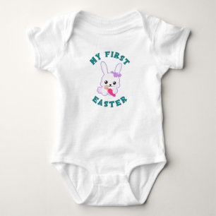 Mijn eerste Pasen meisjes witte baby body Romper