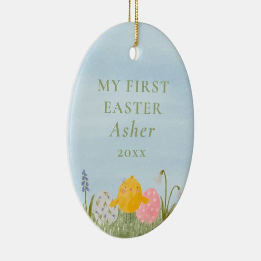 Mijn eerste Pasen schattig aangepaste waterverf Or Keramisch Ornament (Rechts)