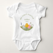 Mijn eerste Pasen schattige waterverf baby bodysui Romper (Voorkant)