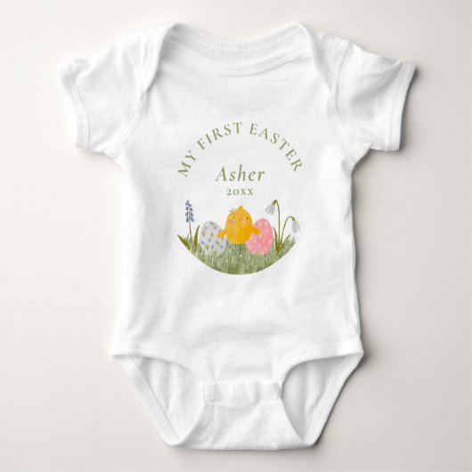 Mijn eerste Pasen schattige waterverf baby bodysui Romper (Voorkant)