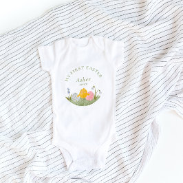 Mijn eerste Pasen schattige waterverf baby bodysui Romper