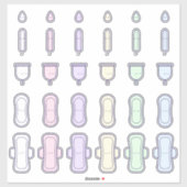 Mijn eerste periode Schattigee Rainbow Pad Tampon  Sticker (Vel)