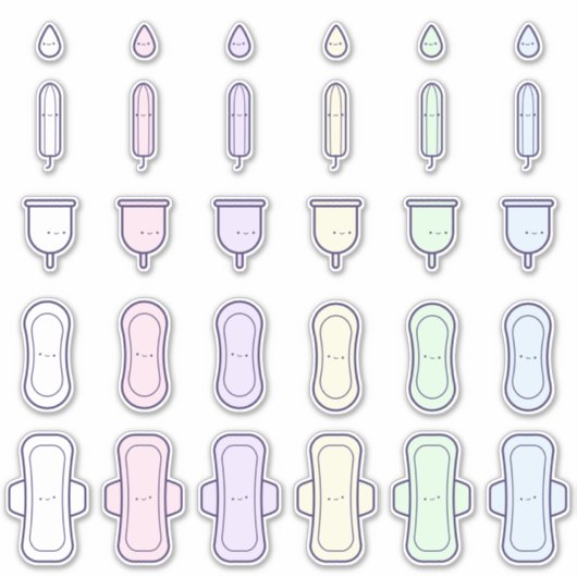 Mijn eerste periode Schattigee Rainbow Pad Tampon Sticker (Voorkant)