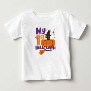 Mijn eerste pompoen van Halloween en zwarte kat