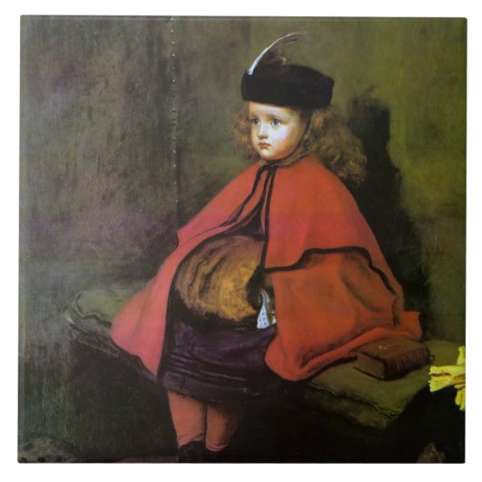 Mijn eerste preek, John Everett Millais Tegeltje (Voorkant)