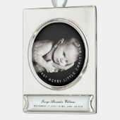 Mijn eerste prettige kerstcirkeltypografie verzilverd banner ornament (Links)