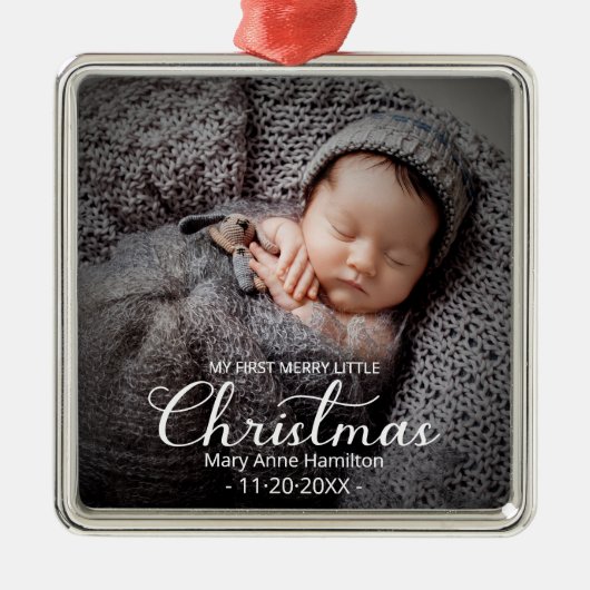 Mijn eerste prettige kerstpasgeboren Baby Metalen Ornament (Voorkant)