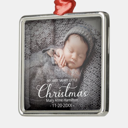 Mijn eerste prettige kerstpasgeboren Baby Metalen Ornament (Links)