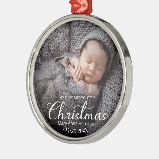 Mijn eerste prettige kerstpasgeboren Baby Metalen Ornament (Links)