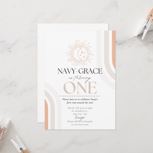 Mijn eerste reis rond de zon nodigen uit kaart (Voorkant / Achterkant in situ)