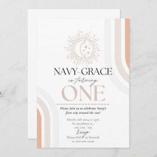 Mijn eerste reis rond de zon nodigen uit kaart (Voorkant / Achterkant)