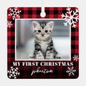 Mijn eerste rode kerstkat foto metalen ornament (Voorkant)