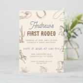 Mijn eerste Rodeo 1e verjaardag uitnodiging neutra (Staand voorkant)