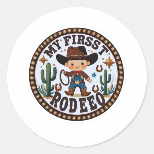 Mijn eerste Rodeo Baby Sticker - Schattigee Cowboy (Voorkant)