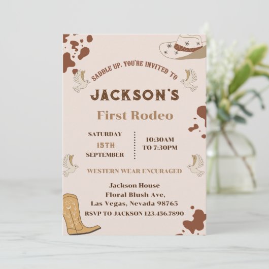 Mijn eerste Rodeo Cowboy 1e verjaardag Kaart (Staand voorkant)