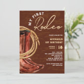 Mijn eerste Rodeo Cowboy 1e verjaardagsfeestje Kaart (Staand voorkant)