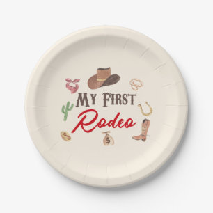 Mijn eerste Rodeo Cowboy eerste verjaardag Papieren Bordje