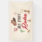 Mijn eerste Rodeo Cowboy eerste verjaardag Spandoek (Verticaal)