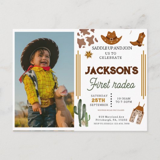 Mijn eerste Rodeo Cowboy foto 1e verjaardag Briefkaart (Voorkant)
