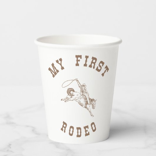 Mijn eerste Rodeo Cowboy Party Cup Papieren Bekers (Achterkant)