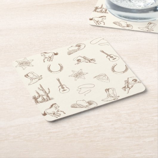 Mijn eerste Rodeo Cowboy verjaardag neutraal Kartonnen Onderzetters (Schuin)