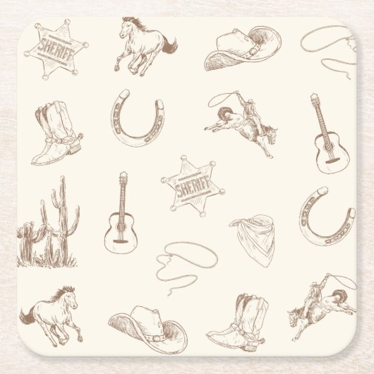 Mijn eerste Rodeo Cowboy verjaardag neutraal Kartonnen Onderzetters (Voorkant)