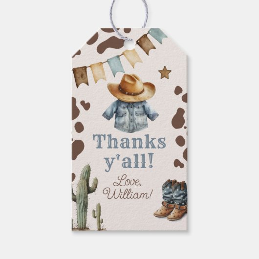 Mijn eerste Rodeo CowboyBedankt voor je verjaardag Cadeaulabel (Voorkant)