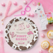 Mijn eerste Rodeo Cowgirl roze bruin verjaardagsfe Papieren Bordje (Feest)