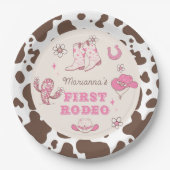 Mijn eerste Rodeo Cowgirl roze bruin verjaardagsfe Papieren Bordje (Voorkant)