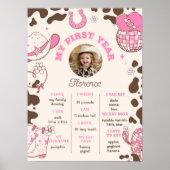 Mijn eerste Rodeo cowgirl roze bruine foto Milesto Poster (Voorkant)