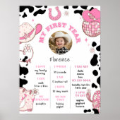 Mijn eerste Rodeo cowgirl roze foto Milestone Poster (Voorkant)