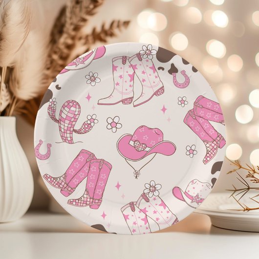 Mijn eerste Rodeo Cowgirl roze verjaardagsfeestje Papieren Bordje