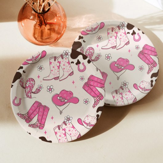 Mijn eerste Rodeo Cowgirl roze verjaardagsfeestje Papieren Bordje