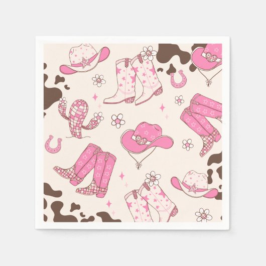 Mijn eerste Rodeo Cowgirl roze verjaardagsfeestje Servet (Voorkant)