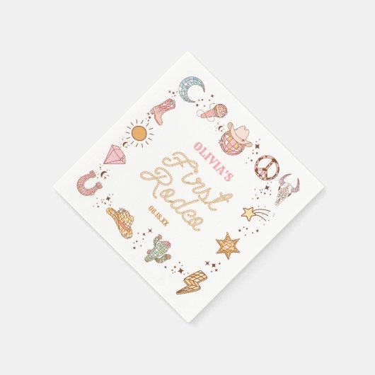 Mijn eerste Rodeo Disco Cowgirl 1e verjaardagsfees Servet (Hoek)