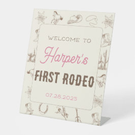 Mijn Eerste Rodeo Persoonlijke Verjaardag Roze Mei Reclamebord Met Voetstuk