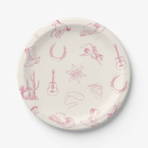 Mijn Eerste Rodeo Roze Cowgirl Westerse Verjaardag Papieren Bordje