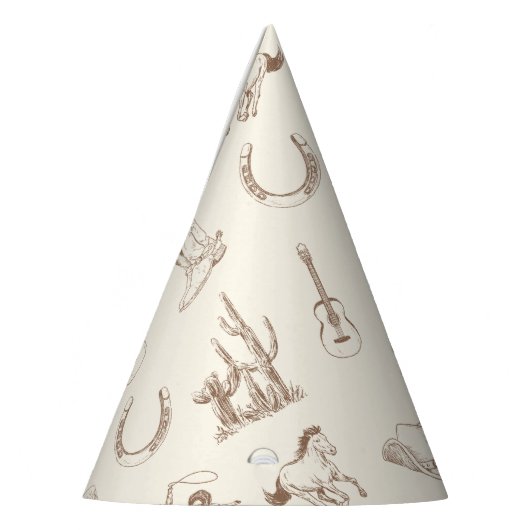 Mijn eerste Rodeo Verjaardagspatroon Party Pet Feesthoedjes (Links)