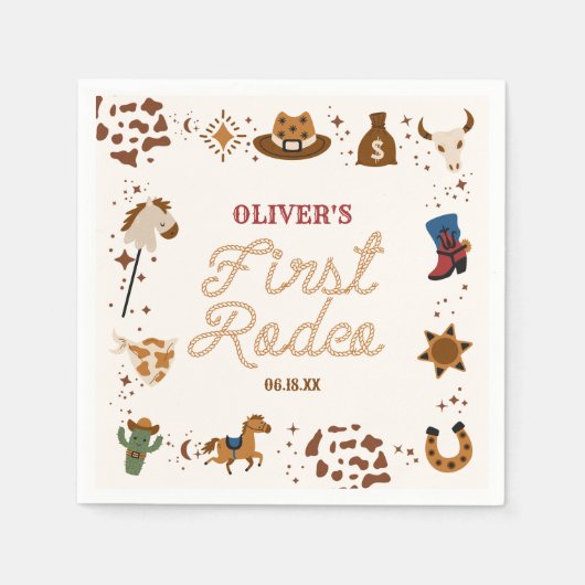 Mijn eerste Rodeo Western Cowboy 1st Birthday Part Servet (Voorkant)