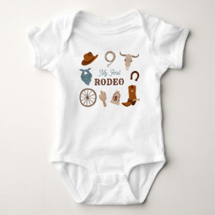 Mijn eerste Rodeo Western Cowboy First Birthday Bl Romper