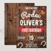 Mijn eerste Rodeo, Western feest, Cowboy 1e verjaa Kaart (Voorkant / Achterkant)