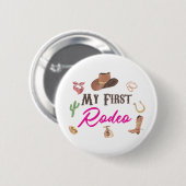 Mijn eerste Rodeo Westerne Cowboy 1 eerste verjaar Ronde Button 5,7 Cm (Voorkant /achterkant)