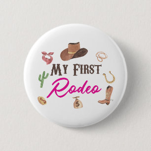 Mijn eerste Rodeo Westerne Cowboy 1 eerste verjaar Ronde Button 5,7 Cm