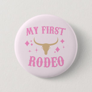 Mijn eerste Rodeo Westerne Cowgirl, eerste verjaar Ronde Button 5,7 Cm