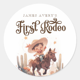 Mijn eerste Rodeo Wild West Cowboy verjaardag Ronde Sticker