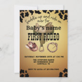 Mijn eerste Rodeo zadel omhoog Koe print bruin Kaart (Voorkant)