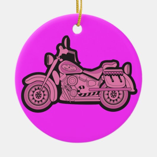 Mijn eerste roze motorfiets keramisch ornament (Voorkant)