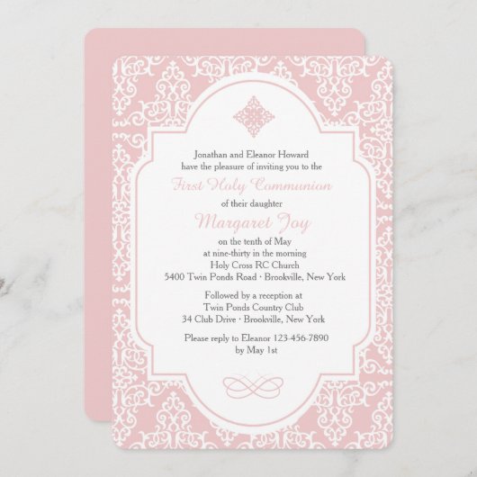 Mijn eerste roze uitnodiging (Voorkant / Achterkant)