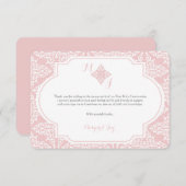 Mijn Eerste Roze van de Heilige Communie dankt u Bedankkaart (Voorkant / Achterkant)